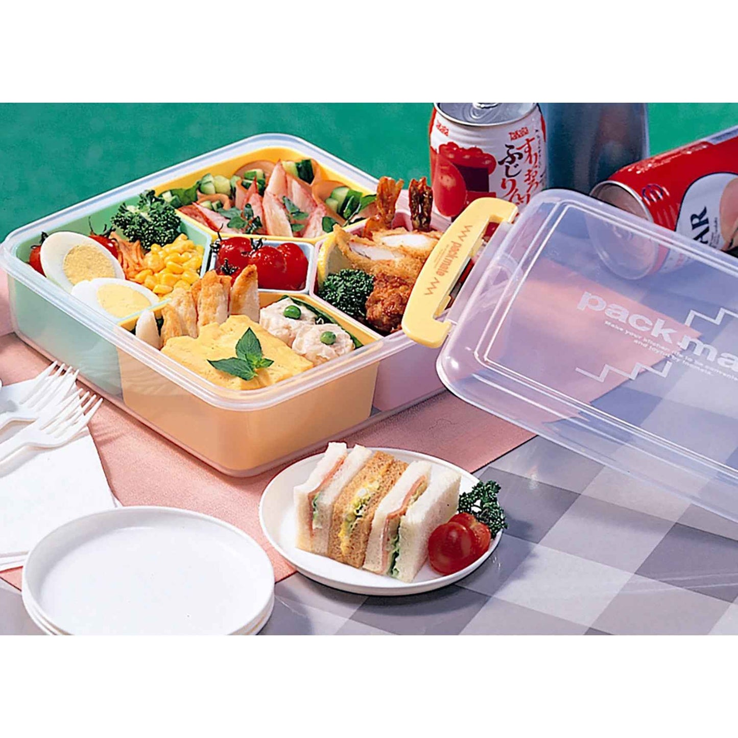 Inomata Picnic Lunch Box Container with 5 Color Inside Small Food Storage