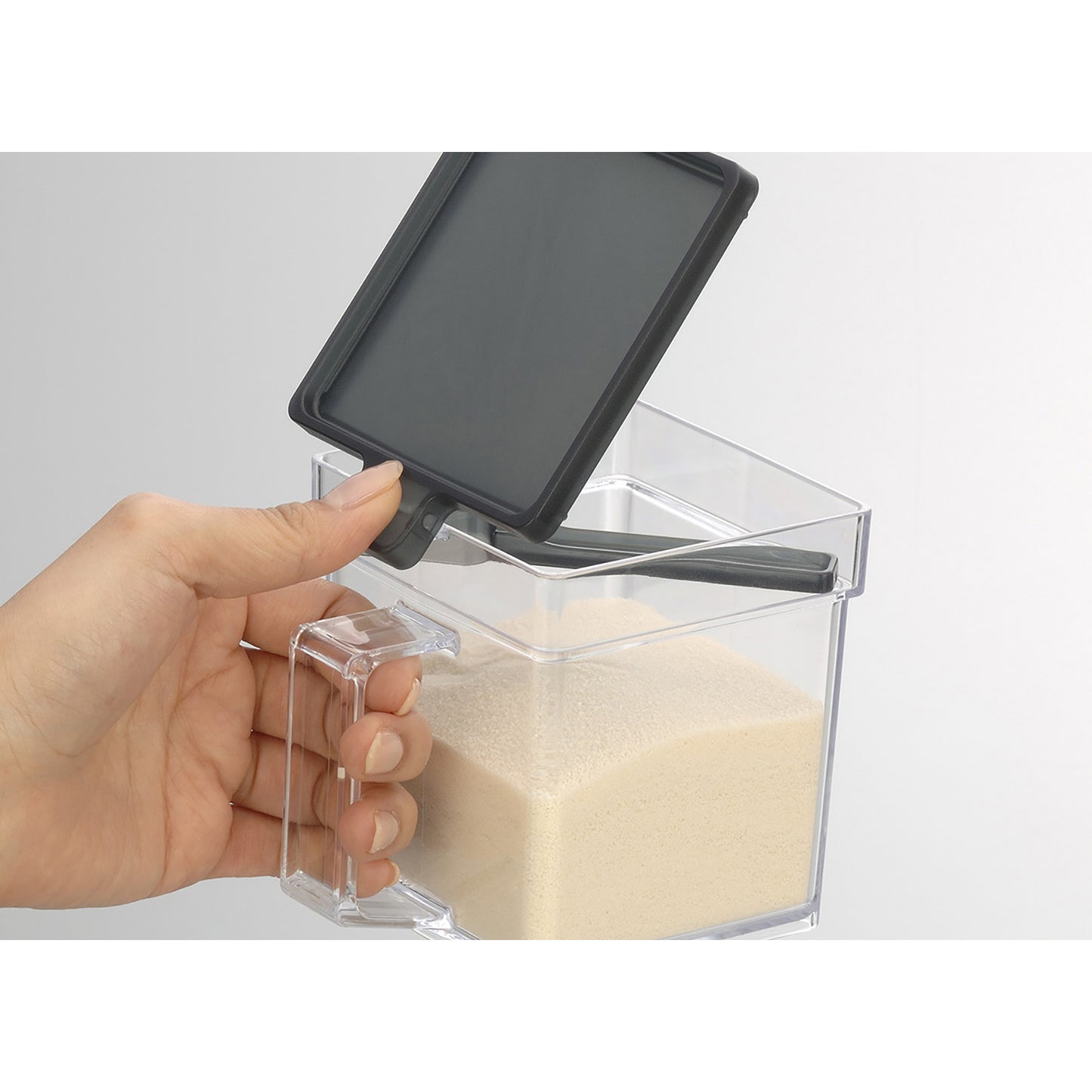 Inomata Seasoning Storage Container (400ml) Jar with Spoon Black