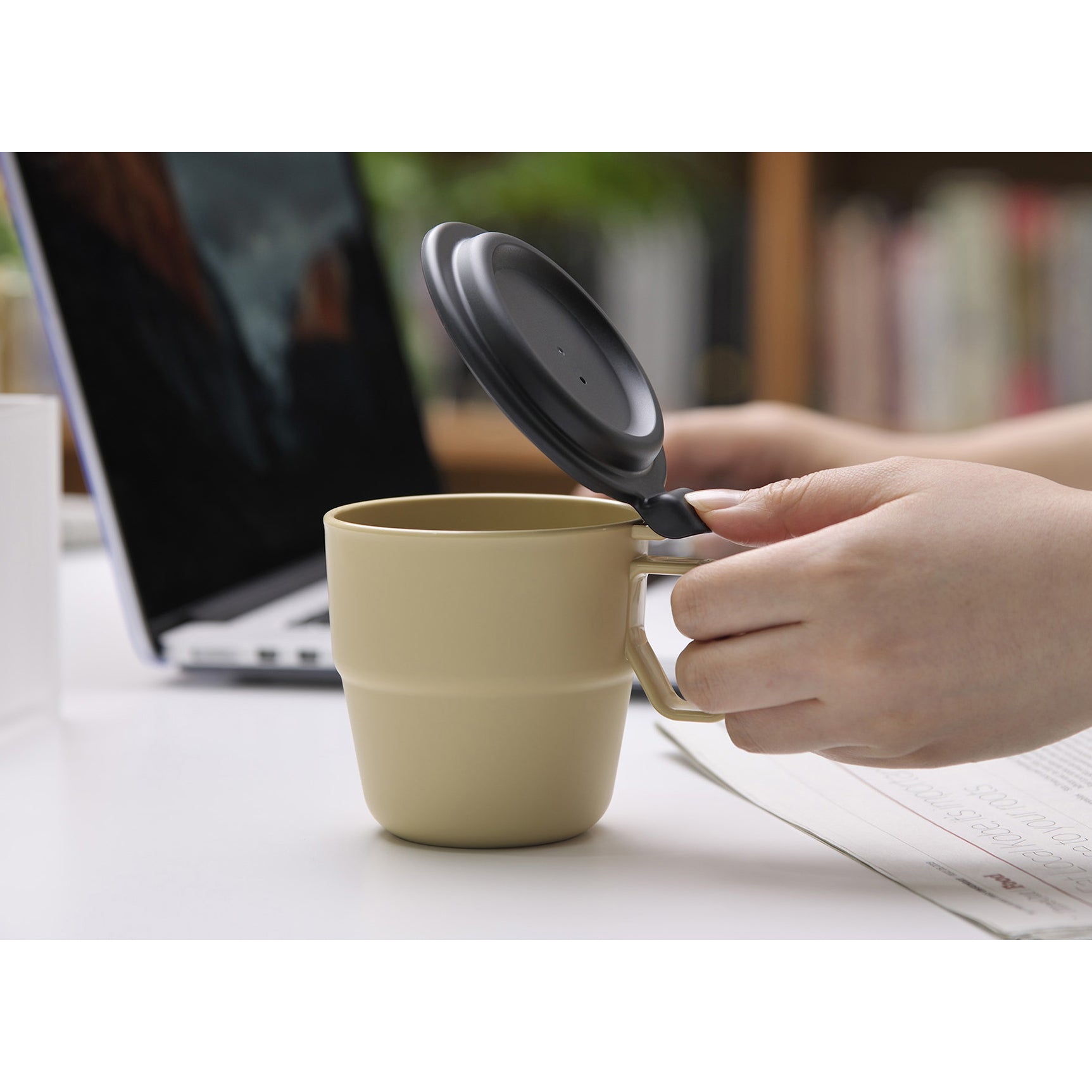 Flap Mug (360ml) Cup Dishwasher Oven Safe BPA Free Beige - 이노마타 플랩 머그 1415 360ml 베이지 - adamhnk