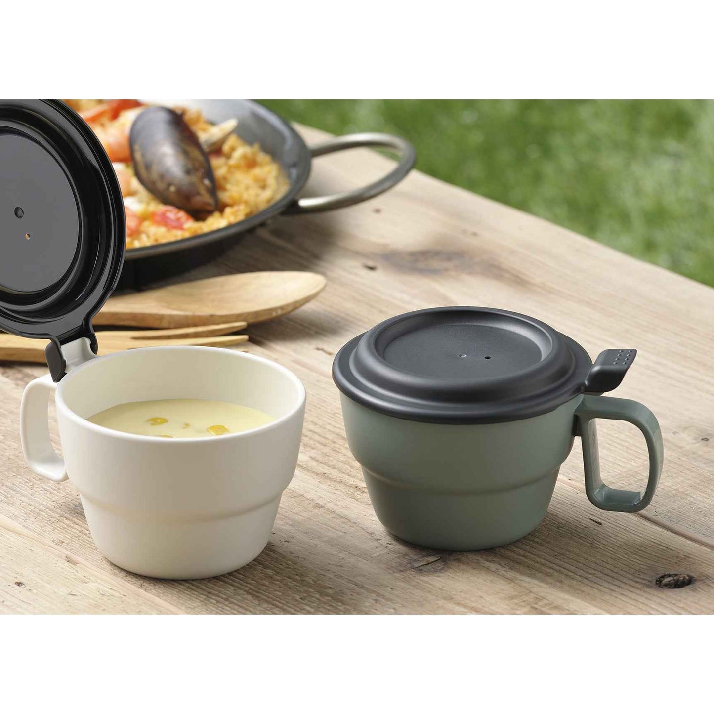 Inomata Flap Soup Cup (300ml) Dishwasher Oven Safe BPA Free Mint