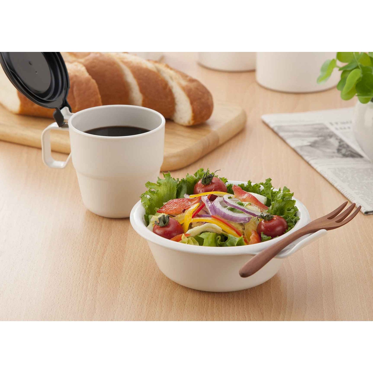 Inomata Low Soup Bowl (520ml) Dishwasher Oven Safe BPA Free Ivory