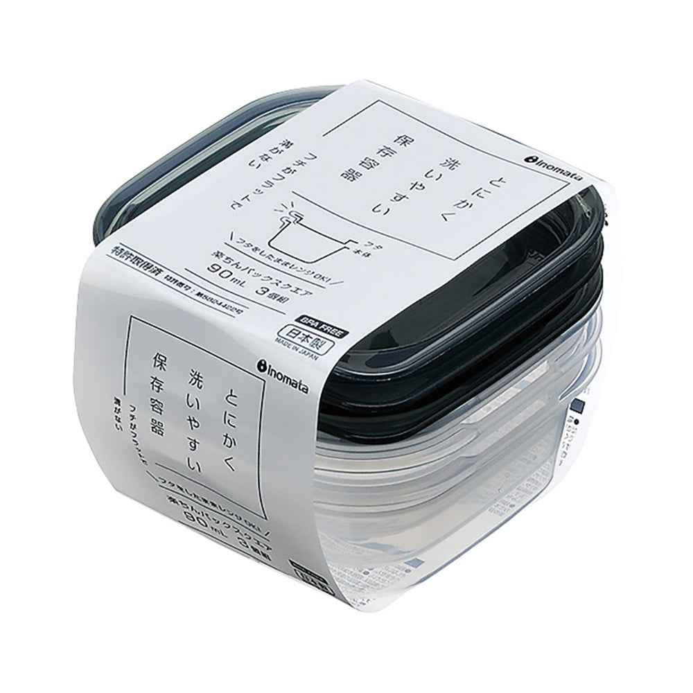 Inomata Microwave Food Storage Container 3p (90ml) Black