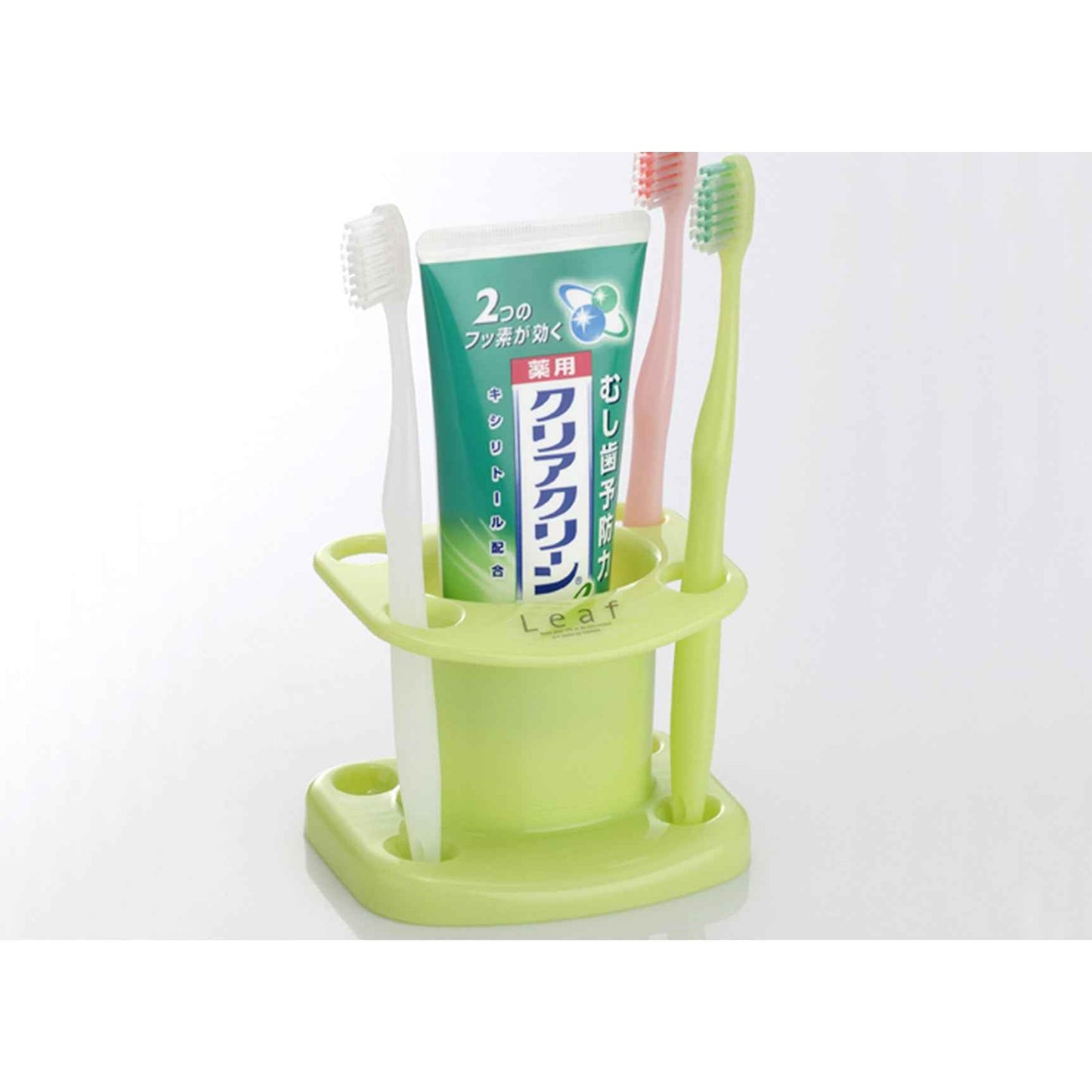 Inomata Leaf Toothbrush Holder Stand Green