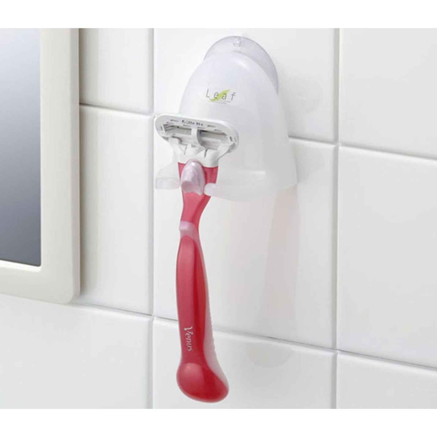Inomata Leaf Suction Cup Shaver Holder White