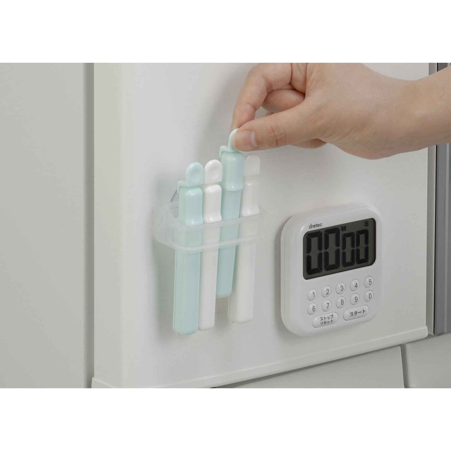 Inomata Plastic Bag Holder Clip 4p White & Blue