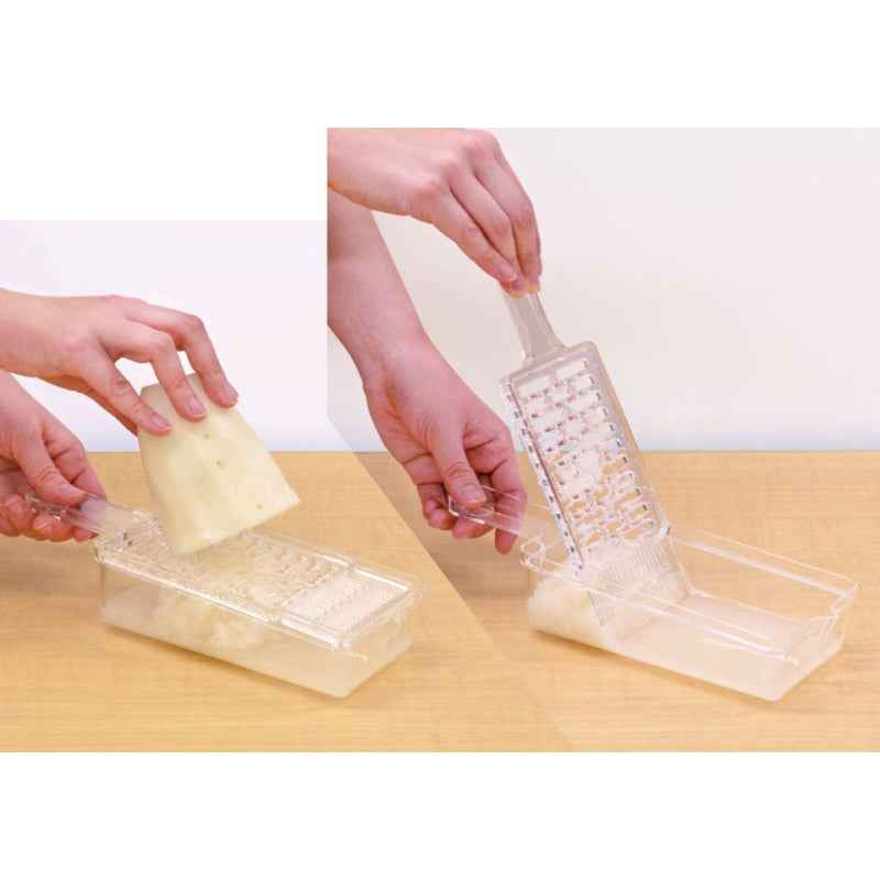 Kokubo Squeezing Grater with Container BPA Free Kitchen Tool Clear