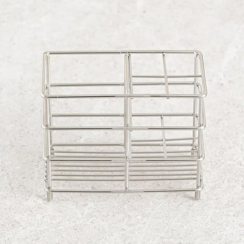 Stainless Steel Toothbrush & Toothpaste Stand (6x12x10cm) Silver - Adamhnk