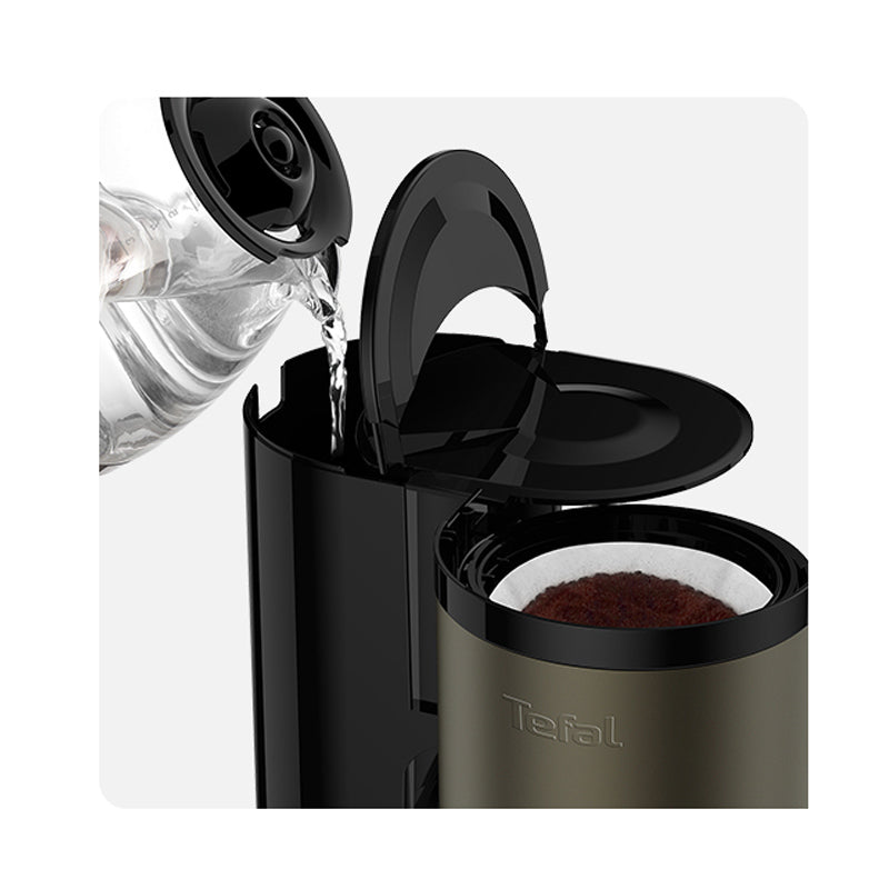 Tefal CM312 Color Touch Filter Coffee Maker Machine Compact (0.6L) 6-Cup 600W Charcoal