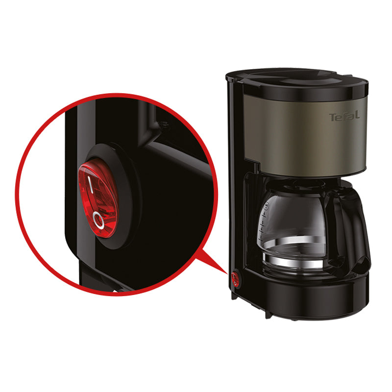 Tefal CM312 Color Touch Filter Coffee Maker Machine Compact (0.6L) 6-Cup 600W Charcoal