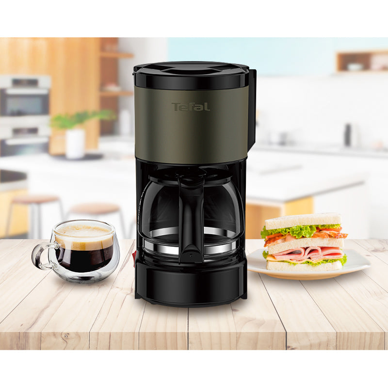 Tefal CM312 Color Touch Filter Coffee Maker Machine Compact (0.6L) 6-Cup 600W Charcoal