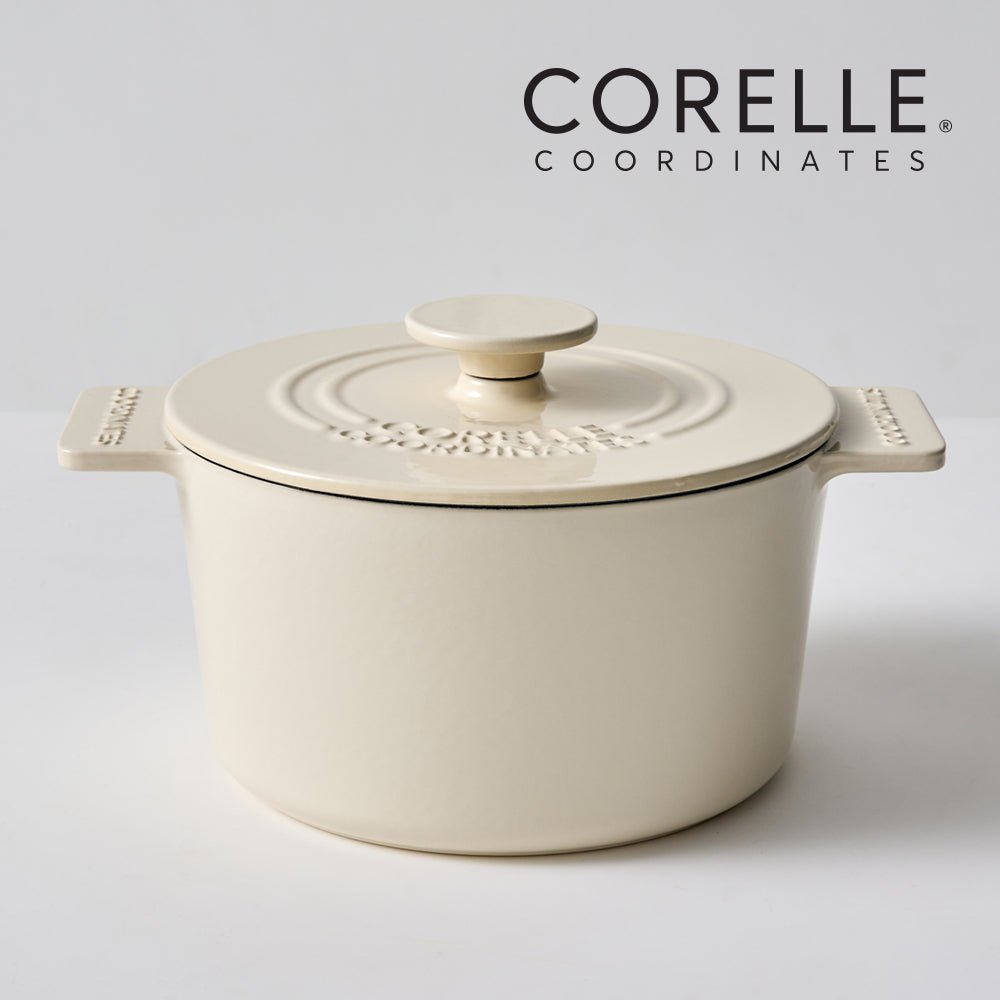 CORELLE Ashley Cast Iron Nonstick Stew Pot (18cm) Ivory
