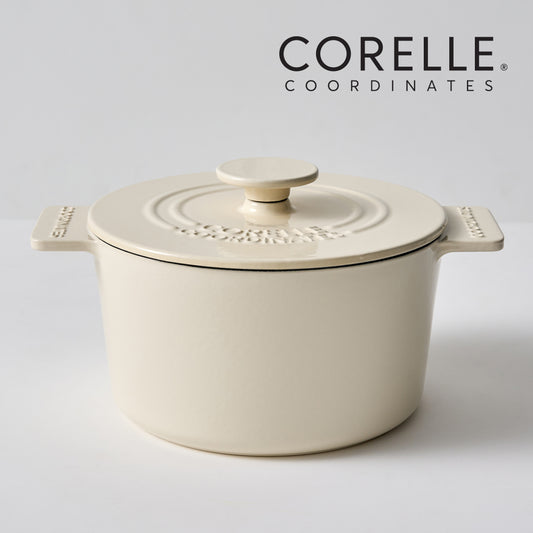 CORELLE Ashley Cast Iron Nonstick Stew Pot (18cm) Ivory