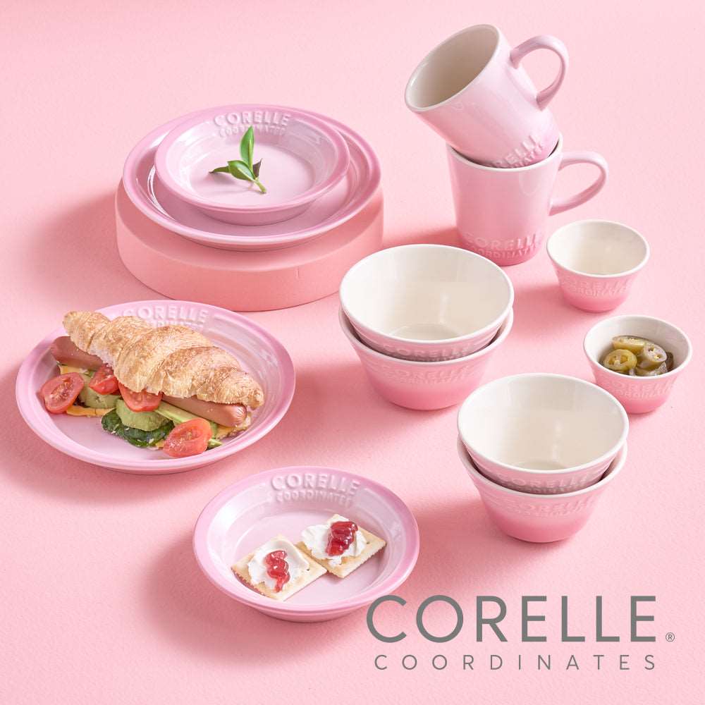 Corelle Breeze Stone Dinnerware 12p Dishwasher Oven Safe Pink