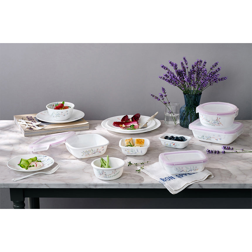 Corelle Monteverde San Jose Square Sealed Food Storage Container 2p (300ml) Dishwasher Oven Safe White