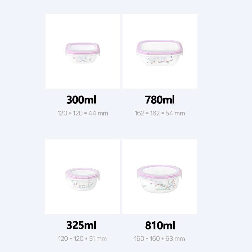 Corelle Monteverde San Jose Square Sealed Food Storage Container 2p (300ml) Dishwasher Oven Safe White