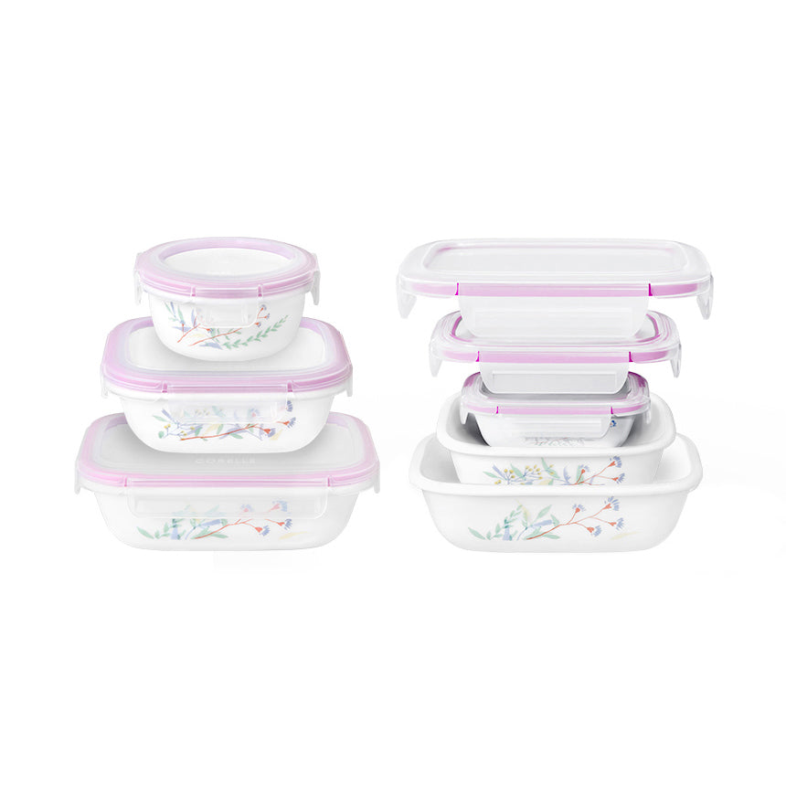 Corelle Monteverde San Jose Square Sealed Food Storage Container 2p (300ml) Dishwasher Oven Safe White