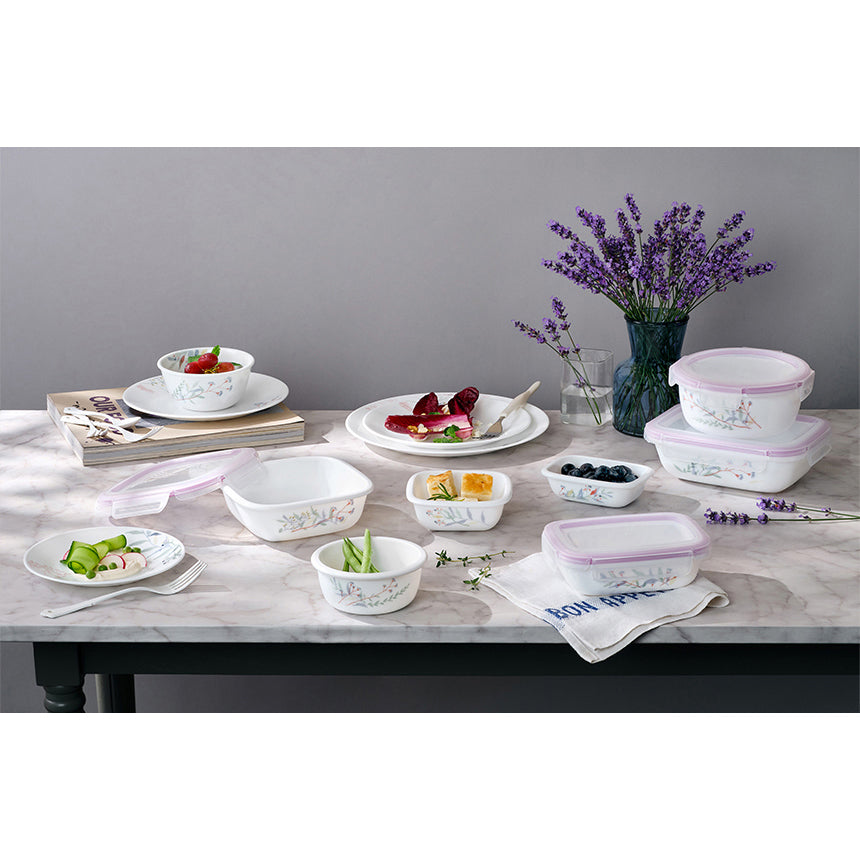 Corelle Monteverde San Jose Square Sealed Food Storage Container 2p (300ml) Dishwasher Oven Safe White