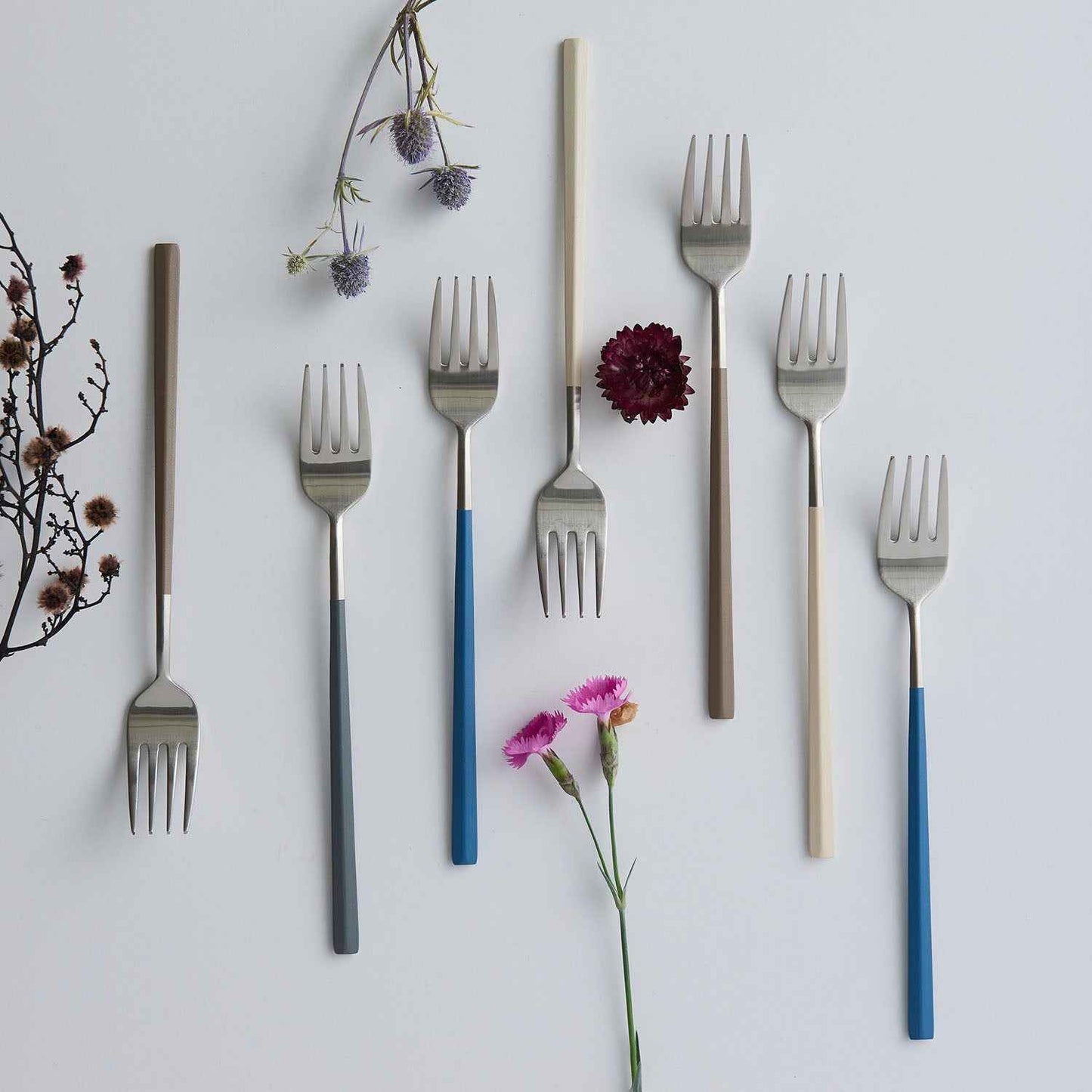 EBRO PREMIUM Stainless Steel Dessert Fork Easy Grip Tableware Beige