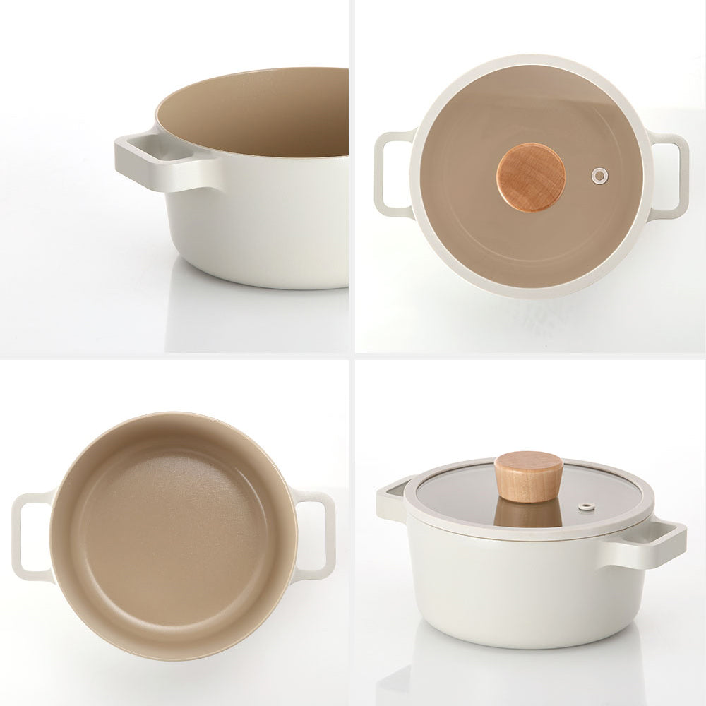 FIKA Daily Full Induction Ceramic Stew Pot (16cm) No PFOA White