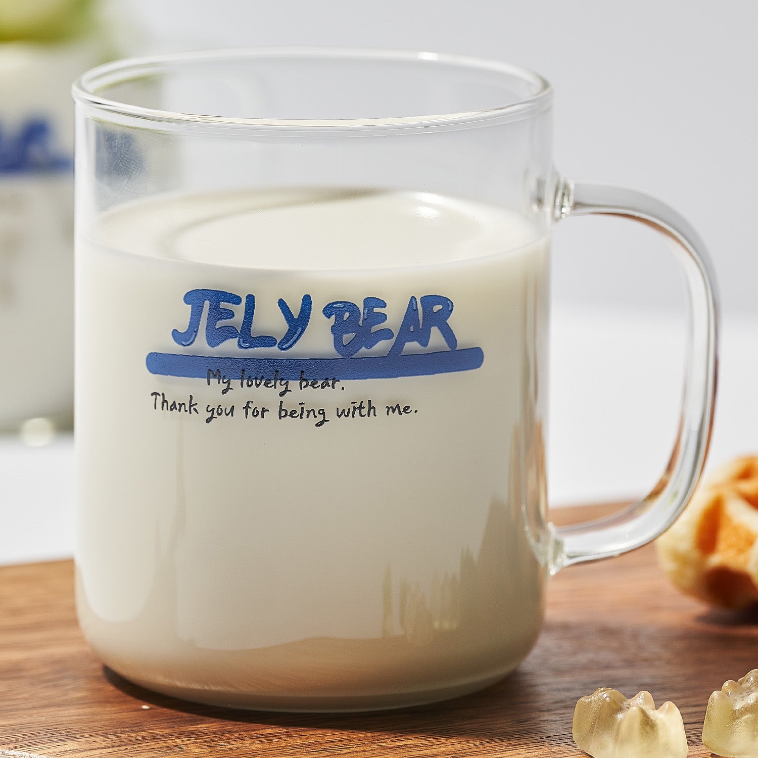 JELY BEAR Glass Mug Cup (430ml) Tableware Blue - 라씨에뜨 젤리베어 머그 430ml - adamhnk