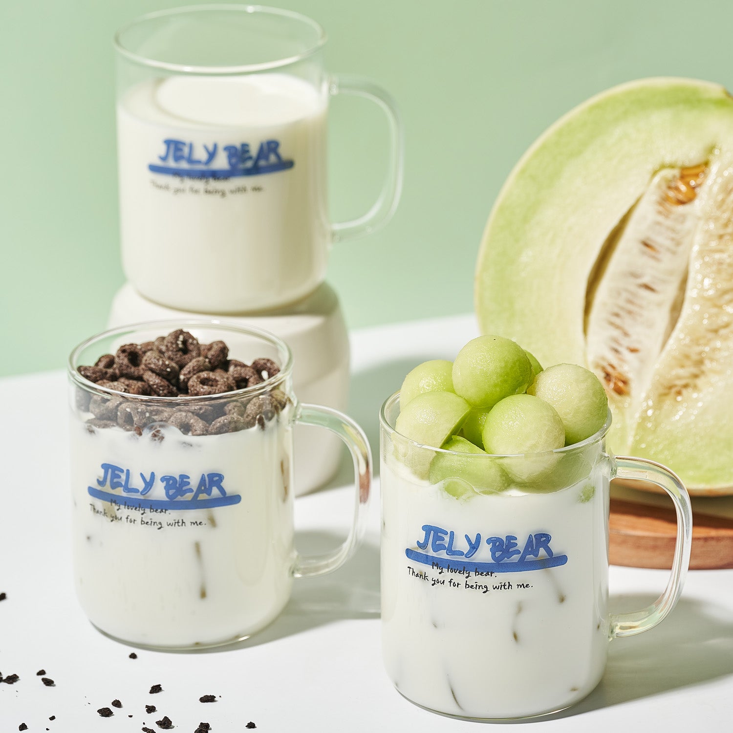 JELY BEAR Glass Mug Cup (430ml) Tableware Blue - 라씨에뜨 젤리베어 머그 430ml - adamhnk