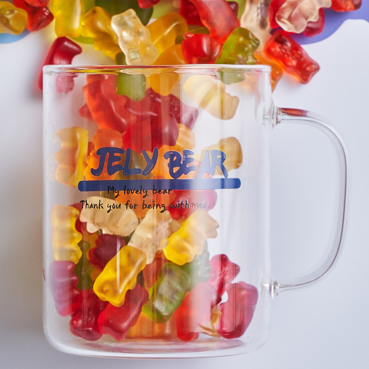 JELY BEAR Glass Mug Cup (430ml) Tableware Blue - 라씨에뜨 젤리베어 머그 430ml - adamhnk