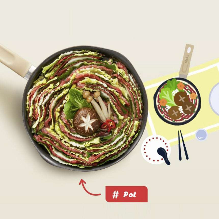 Tefal Induction One Pick Pot Pan (22cm) with Glass Lid Dishwasher Oven Safe No PFOA Black