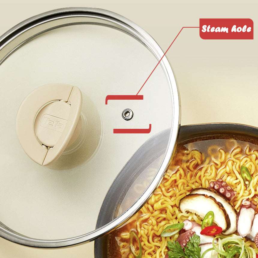 Tefal Induction One Pick Pot Pan (22cm) with Glass Lid Dishwasher Oven Safe No PFOA Black