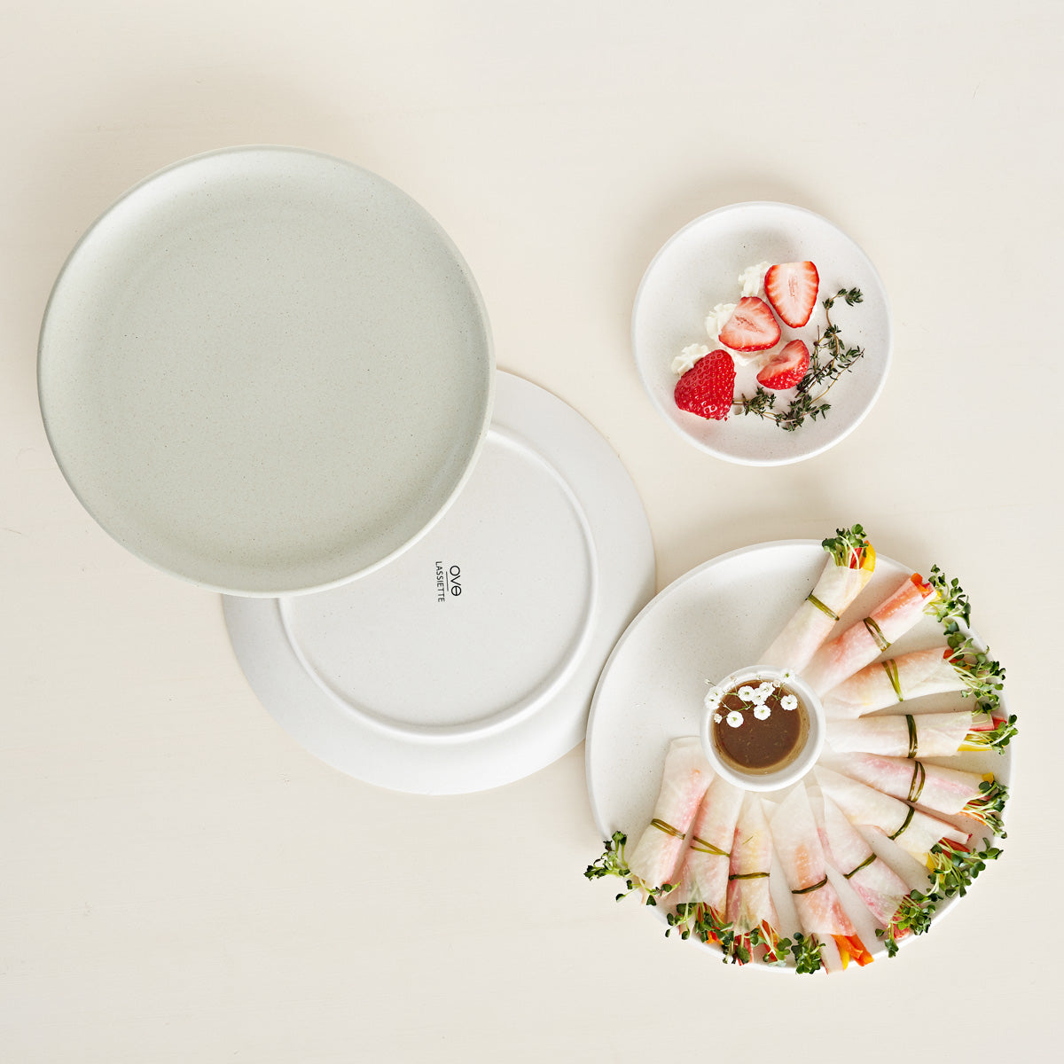 OVE Ceramic Round Large Plate Dishwasher Oven Safe Green
