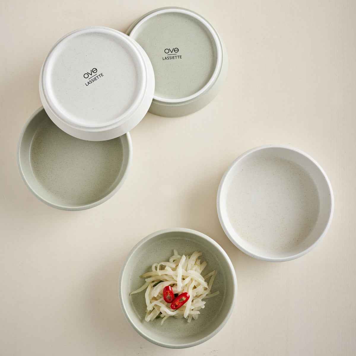 OVE Ceramic Small Low Bowl Dishwasher Oven Safe Green