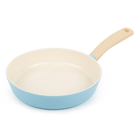 RETRO Ceramic Nonstick Frying Pan (24cm) Soft-Touch Handle Dishwasher Safe No PFOA Blue