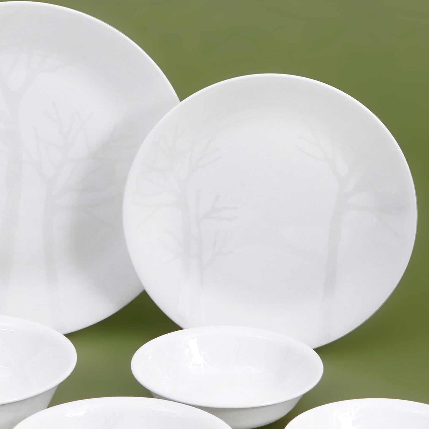Corelle Silver Tree Frost 10p Glass Dinnerware Set Dishwasher Oven Safe