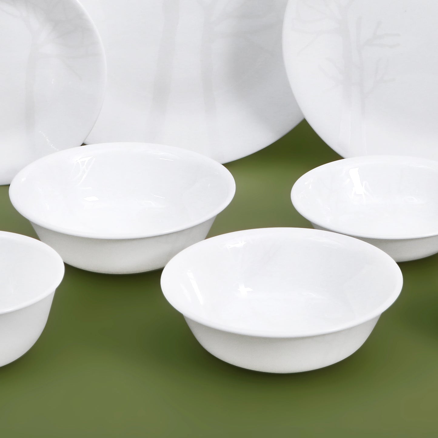 Corelle Silver Tree Frost 10p Glass Dinnerware Set Dishwasher Oven Safe