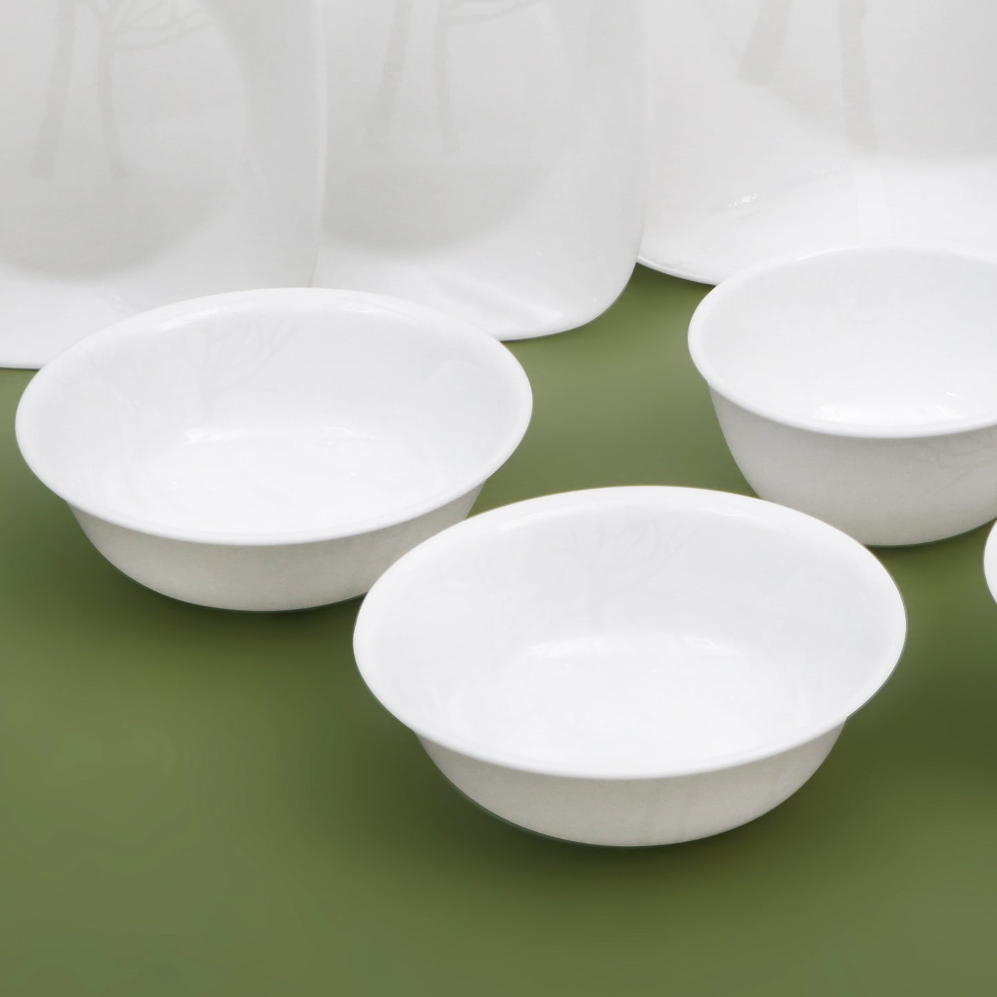 Corelle Silver Tree Frost Square 10p Glass Dinnerware Set Dishwasher Oven Safe