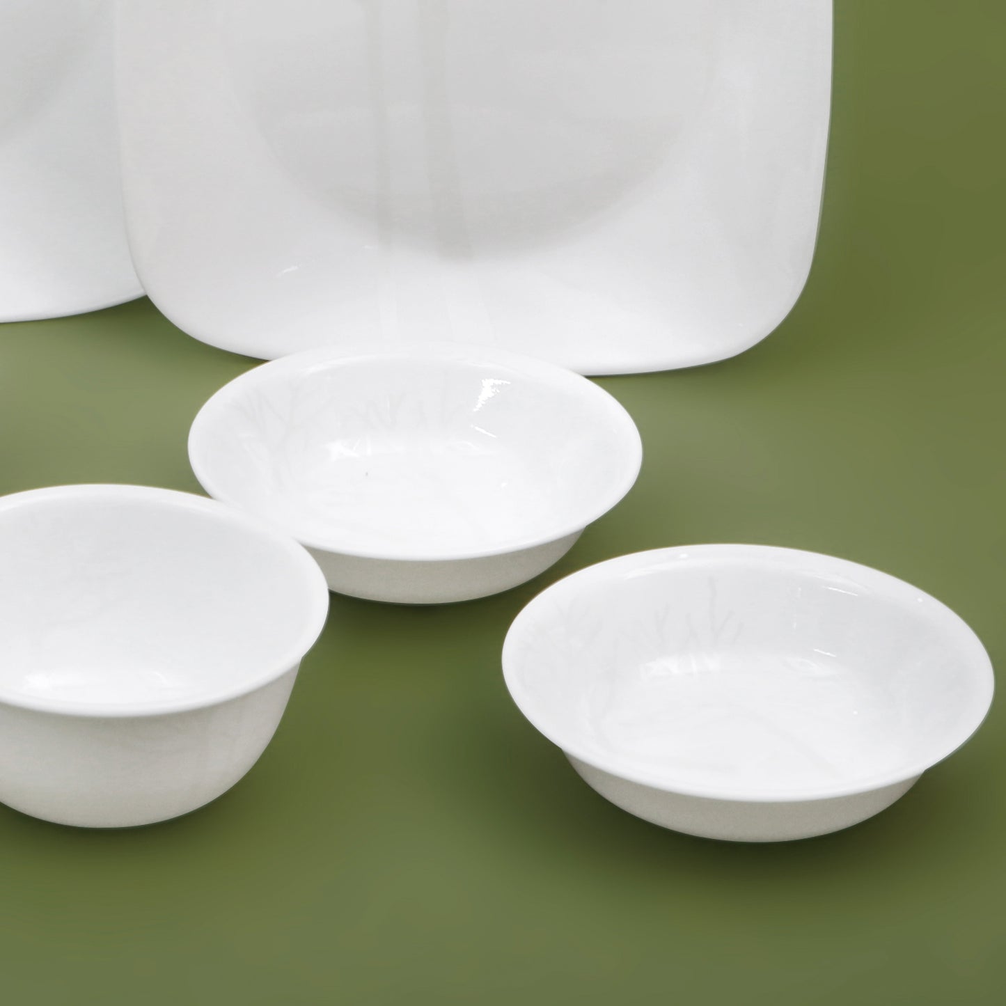 Corelle Silver Tree Frost Square 10p Glass Dinnerware Set Dishwasher Oven Safe