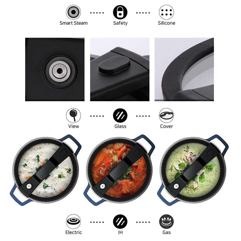 SMART COOK IH Induction Stock Pot (24cm) Dishwasher Safe Blue