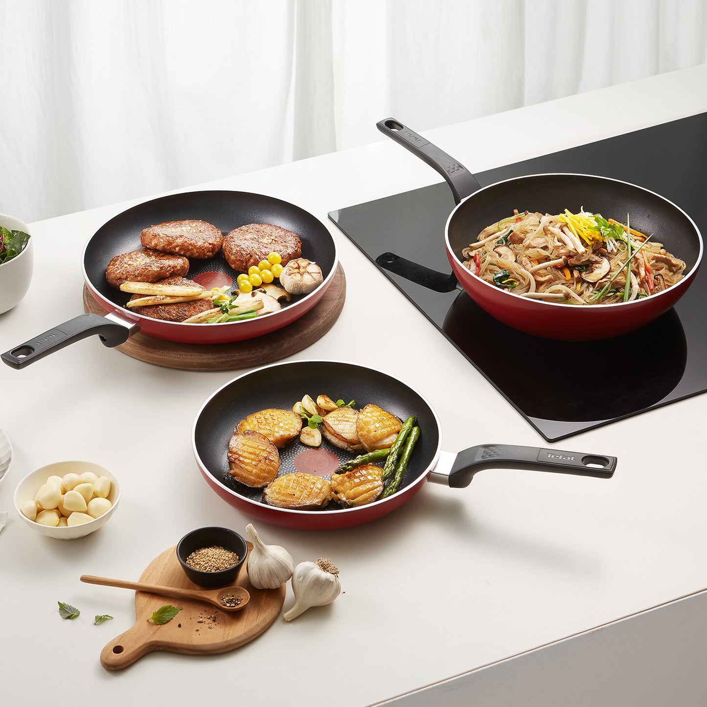 Tefal Start & Cook Induction Frying Pan (28cm) Dishwasher Oven Safe No PFOA Red