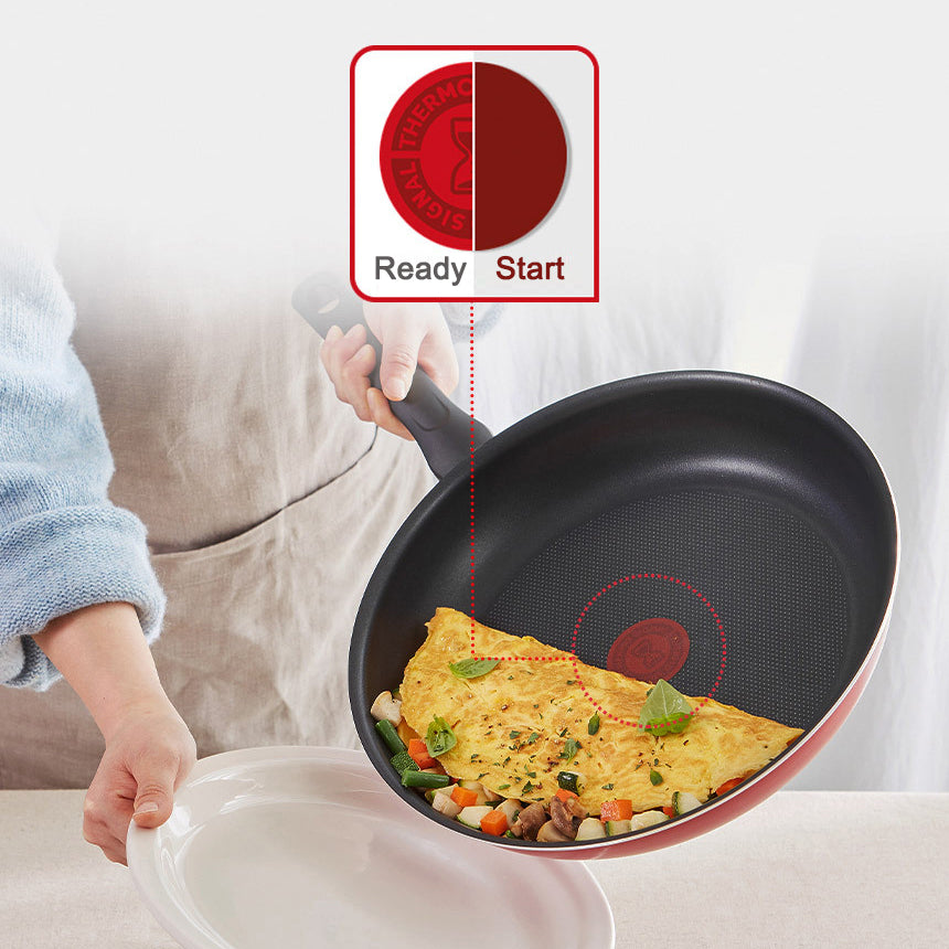 Tefal Everyday Tasty Titanium Nonstick Wok Pan (28cm) Dishwasher Oven Safe No PFOA Red