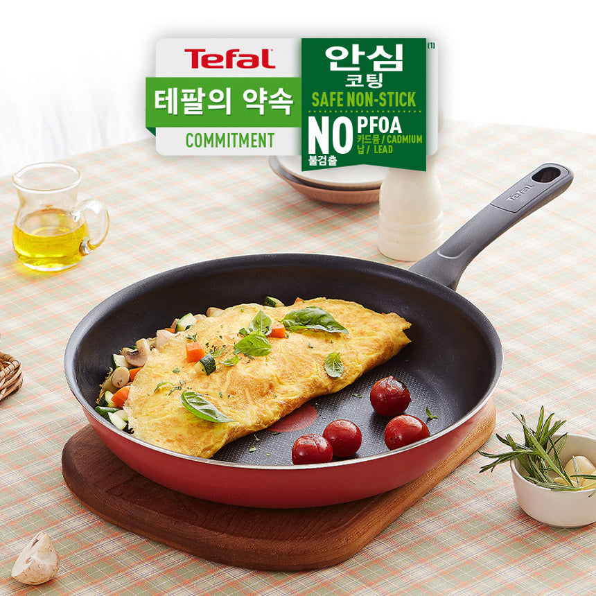 Tefal Everyday Tasty Titanium Nonstick Wok Pan (28cm) Dishwasher Oven Safe No PFOA Red