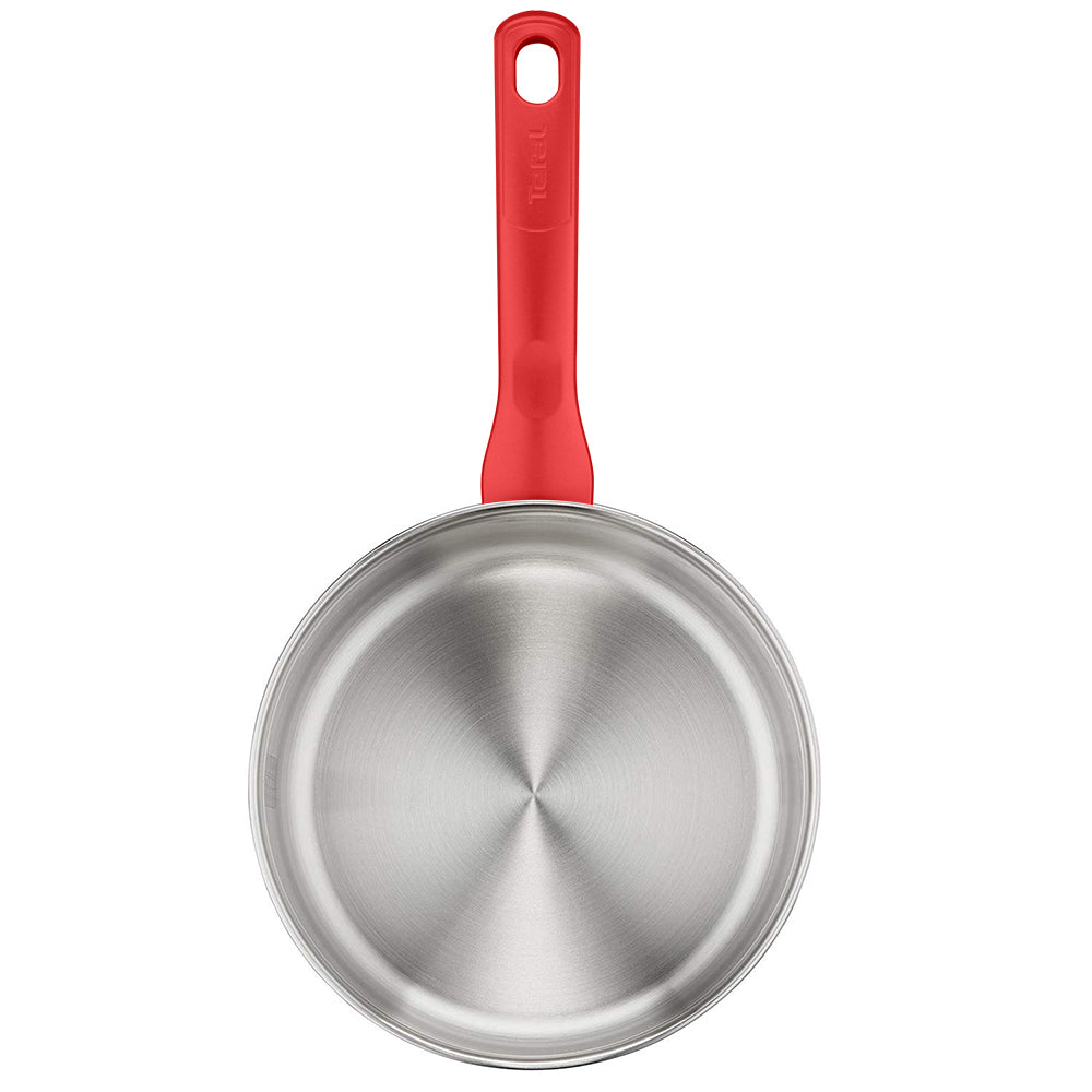 Tefal Edition Red Stainless Steel Induction Saucepan (16cm, 1.5L) Dishwasher Oven Safe No PFOA Silver