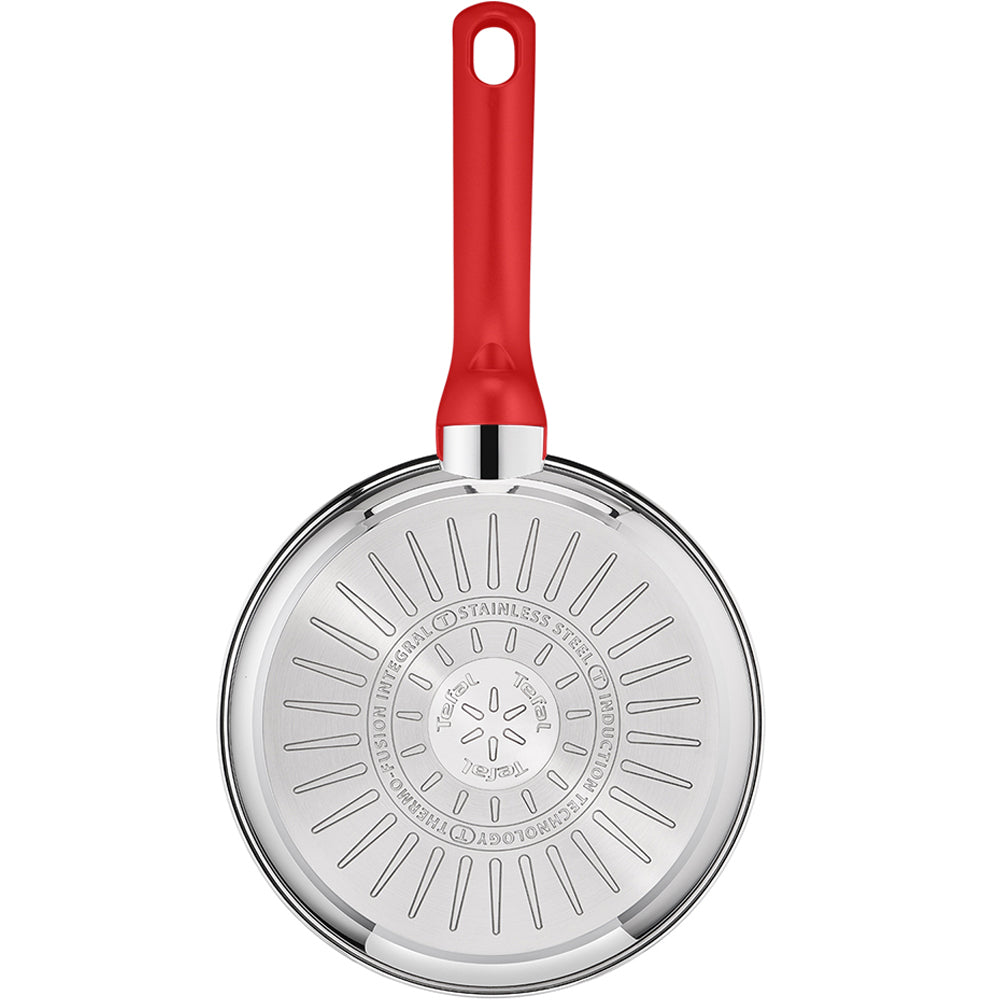 Tefal Edition Red Stainless Steel Induction Saucepan (16cm, 1.5L) Dishwasher Oven Safe No PFOA Silver