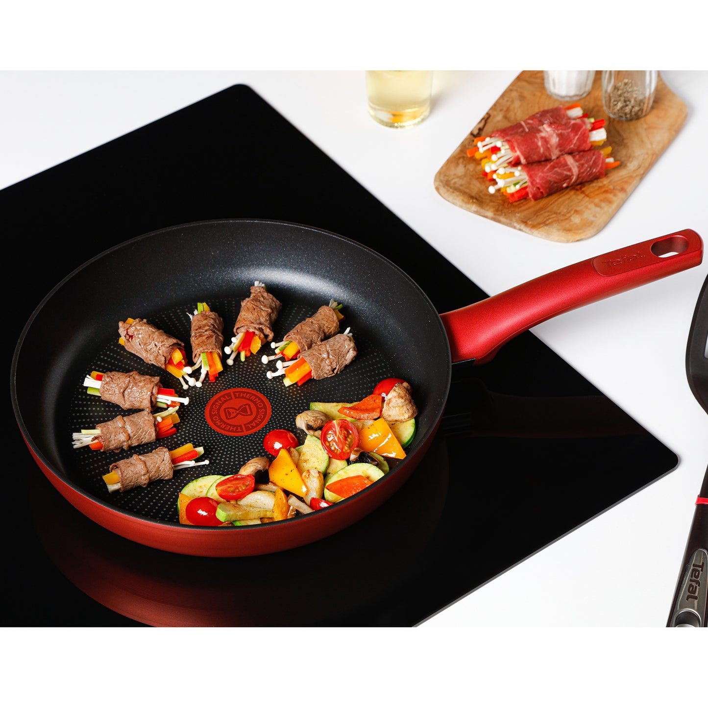 Tefal Perfect Cook Induction Titanium Nonstick Frying Pan (24cm) Dishwasher Oven Safe No PFOA Red
