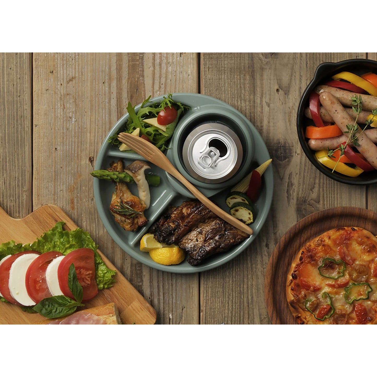 BBQ Round Food Tray Dishwasher Safe BPA Free Mint adamhnk