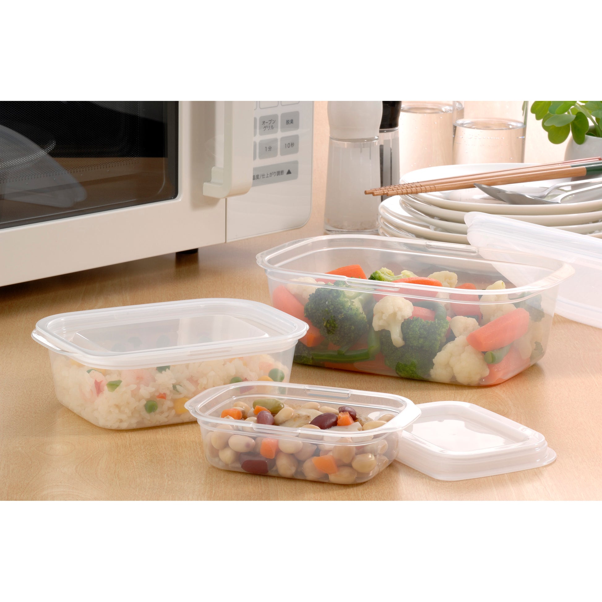 Microwave Food Storage Container (850ml) White - 이노마타 증기배출 사각 850ml 1835 - adamhnk