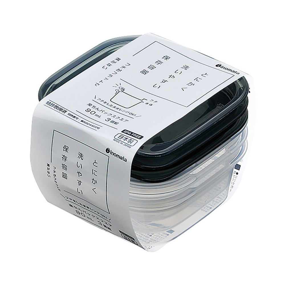 Microwave Food Storage Container 3p (90ml) Black - 이노마타 증기배출 사각 90ml 3P 1843 - adamhnk