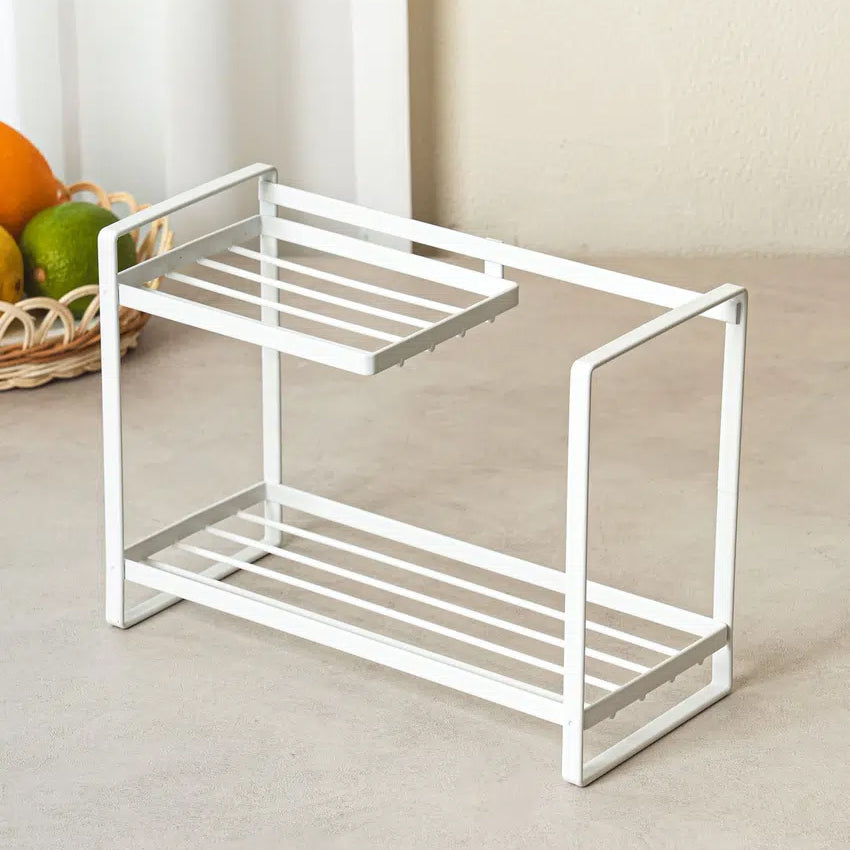 2-Tier Kitchen Shelf (22x9.5x16cm) White - Adamhnk