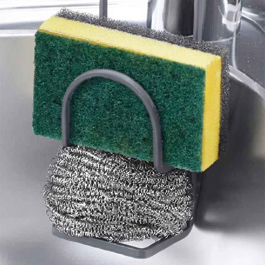 2-in-1 Steel Sponge and Scrubber Holder for kitchen Sink Grey