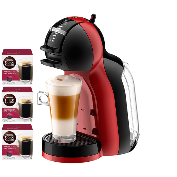 NESCAFE DOLCE GUSTO MiniME PianoBlack&CherryRed Coffee Machine 1600W + Coffee Capsule(Cafe Americano 48p)