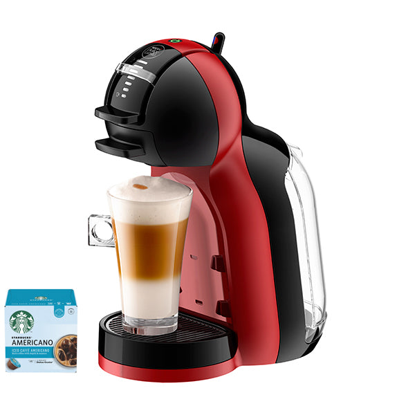 NESCAFE DOLCE GUSTO MiniME PianoBlack&CherryRed Coffee Machine 1600W + Coffee Capsule(Ice Cafe Americano 12p)