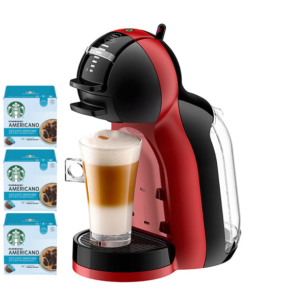 NESCAFE DOLCE GUSTO MiniME PianoBlack&CherryRed Coffee Machine 1600W + Coffee Capsule(Ice Cafe Americano 36p)